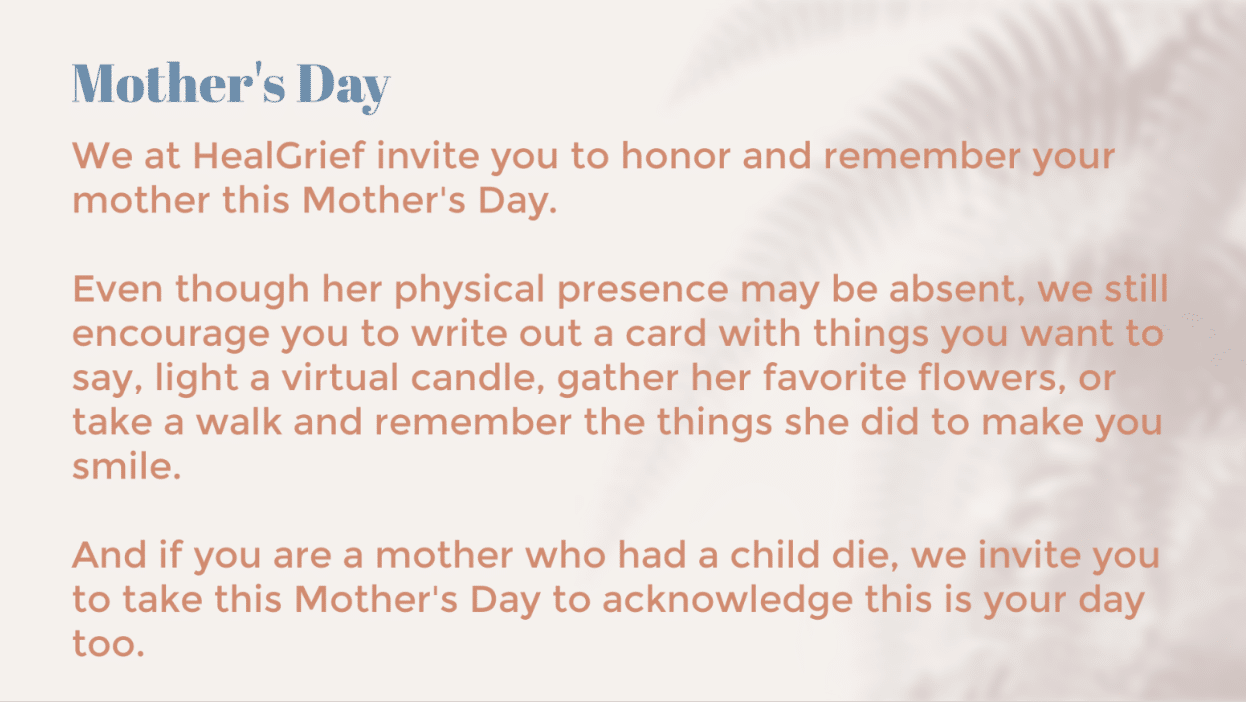 Mother’s Day Without Mom